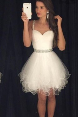 Beaded Short White Homecoming Cocktail Prom Party Dresses 3020161