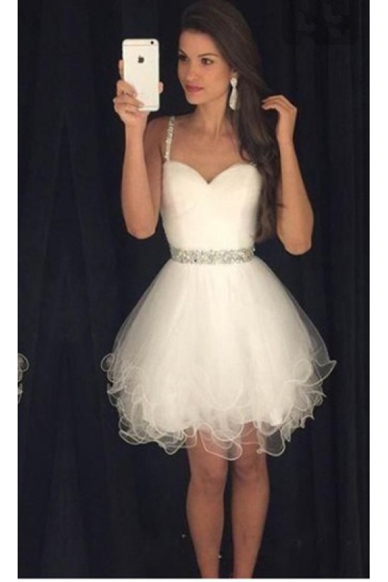 Beaded Short White Homecoming Cocktail Prom Party Dresses 3020161