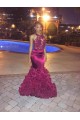Sexy Long Purple Backless Lace Top Mermaid Prom Evening Formal Dresses 3020163