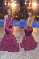 Sexy Long Purple Backless Lace Top Mermaid Prom Evening Formal Dresses 3020163
