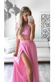 Two Pieces Lace See Through Top Chiffon Pink Prom Evening Formal Dresses 3020164
