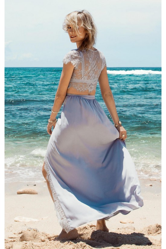 Two Pieces Lace See Through Top Chiffon Prom Evening Formal Dresses 3020165