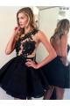 Black Lace Appliques Short Homecoming Cocktail Prom Evening Dresses 3020166