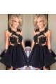Black Lace Appliques Short Homecoming Cocktail Prom Evening Dresses 3020166