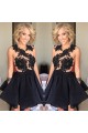 Black Lace Appliques Short Homecoming Cocktail Prom Evening Dresses 3020166