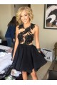 Black Lace Appliques Short Homecoming Cocktail Prom Evening Dresses 3020166