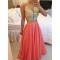 Gold Coral Long See Through Prom Evening Formal Dresses 3020167