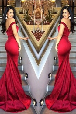 Elegant Red Long Off-the-Shoulder Prom Evening Formal Dresses 3020172
