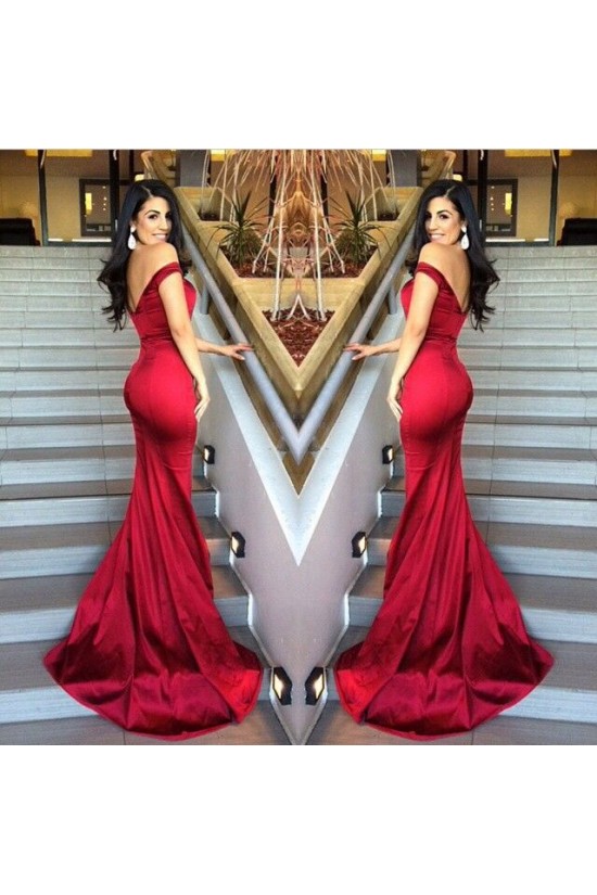 Elegant Red Long Off-the-Shoulder Prom Evening Formal Dresses 3020172