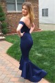 Mermaid Off-the-Shoulder Long Navy Blue Bridesmaid Prom Evening Formal Dresses 3020174