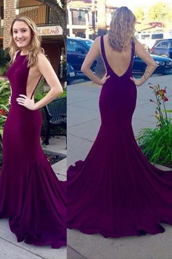 Purple Low V-Back Mermaid Long Prom Evening Formal Dresses 3020179