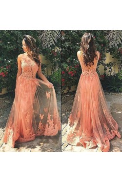 Sexy Lace Appliques Tulle Long Prom Dresses Evening Gowns 3020182