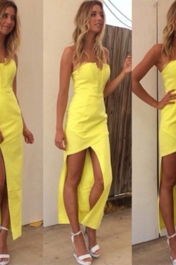 Strapless Yellow Prom Evening Formal Dresses 3020189