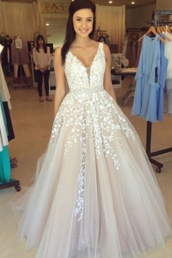 A-Line Straps Sleeveless Long Prom Evening Formal Dresses 3020190