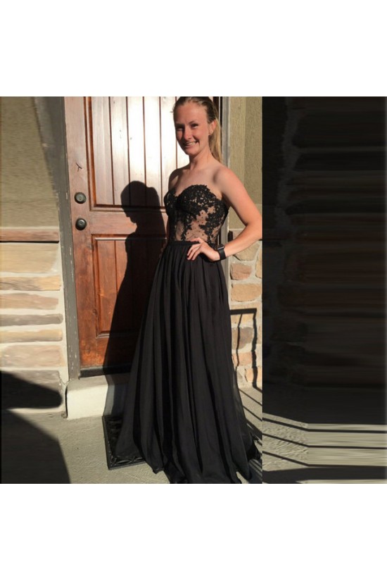 Long Black Lace Top Prom Dresses Sweetheart Evening Gowns 3020195 Long Black Lace Top Prom Dresses Sweetheart Evening Gowns 3020195