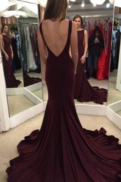Sexy Low V-Back Mermaid Long Prom Dresses Evening Gowns 3020199