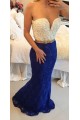 Blue White Lace Long Mermaid Prom Dresses Evening Gowns 3020202