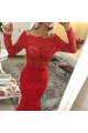 Red Long Sleeves Lace Mermaid Prom Dresses Evening Gowns 3020207