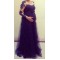 Long Sleeves Purple Lace Maternity Dresses Evening Gowns 3020216