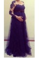 Long Sleeves Purple Lace Maternity Dresses Evening Gowns 3020216