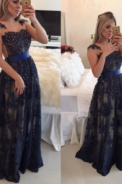 Elegant Beaded Lace Appliques Long Prom Dresses Evening Gowns 3020217