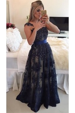 Elegant Beaded Lace Appliques Long Prom Dresses Evening Gowns 3020217