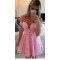 Short Sleeves See Through Pink Sexy Homecoming Prom Dresses Evening Gowns 3020219