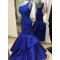 Trumpet/Mermaid Royal Blue One-Shoulder Lace Appliques Top Long Prom Dresses Evening Gowns 3020222