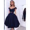 Two Pieces Off-the-Shoulder Navy Blue Bridesmaid Prom Dresses Evening Gowns 3020223