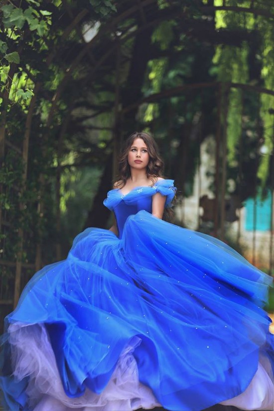 Ball Gown Off-the-Shoulder Blue Prom Dresses Evening Gowns 3020224