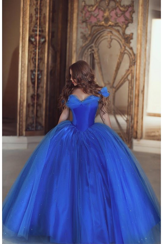 Ball Gown Off-the-Shoulder Blue Prom Dresses Evening Gowns 3020224