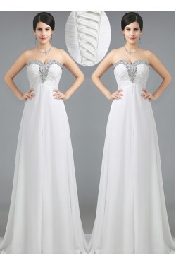 A-Line Sweetheart Beaded Long White Prom Dresses Evening Gowns 3020230