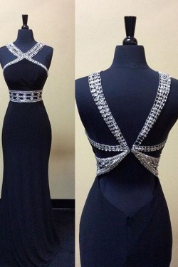 Sheath/Column Beaded Long Prom Dresses Evening Gowns 3020233