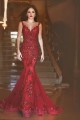 Mermaid Long Red Lace Prom Dresses Party Evening Gowns 3020242