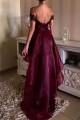 High Low Burgundy Off-the-Shoulder Lace Prom Dresses Party Evening Gowns 3020243
