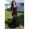 Long Black Mermaid Illusion Neckline Lace Long Sleeves Prom Dresses Party Evening Gowns 3020247