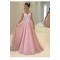 A-Line Long Pink Lace Prom Dresses Party Evening Gowns 3020248