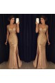 Mermaid  V-Neck Gold Sequins Beads Long Prom Dresses Party Evening Gowns 3020249