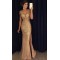Mermaid  V-Neck Gold Sequins Beads Long Prom Dresses Party Evening Gowns 3020249