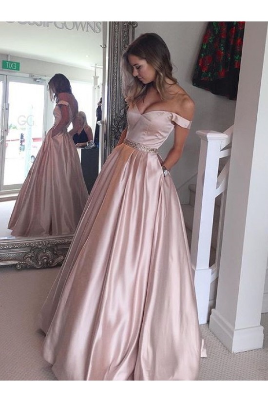 Ball Gown Off-the-Shoulder Beaded Prom Dresses Party Evening Gowns 3020250