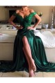 Long Green Off-the-Shoulder Lace Prom Dresses Party Evening Gowns 3020261