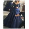 Long Sleeve Navy Off-the-Shoulder Lace Prom Dresses Party Evening Gowns 3020263