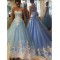 Long Blue Lace Prom Dresses Party Evening Gowns 3020265