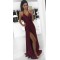 Sexy Side Slit V-Neck Long Prom Dresses Party Evening Gowns 3020266