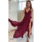 Sexy V-Neck Burgundy Chiffon Long Prom Dresses Party Evening Gowns 3020273