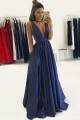 Long Blue Low V-Neck Prom Dresses Party Evening Gowns 3020274