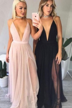 Sexy Low V-Neck Long Prom Dresses Party Evening Gowns 3020275