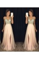 A-Line V-Neck Beaded Sequins Long Chiffon Prom Dresses Party Evening Gowns 3020276