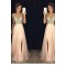 A-Line V-Neck Beaded Sequins Long Chiffon Prom Dresses Party Evening Gowns 3020276
