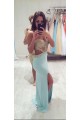 Long Blue Lace Chiffon Prom Dresses Party Evening Gowns 3020282